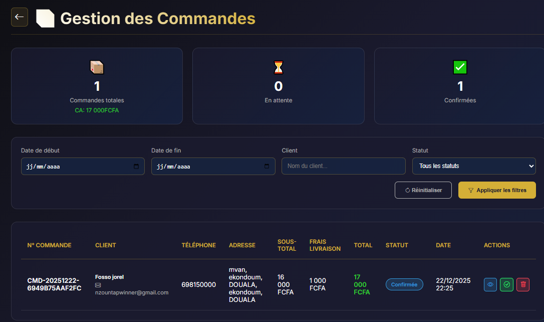 Notification WhatsApp commande