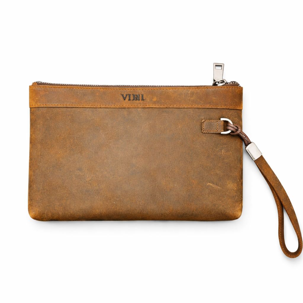 Sacoche / Pochette VIRIL en cuir véritable 