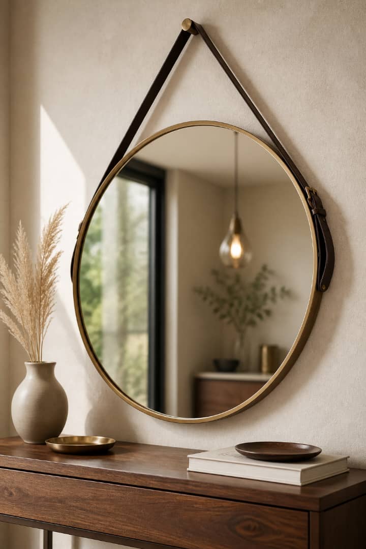 Grand Miroir rond à cadre doré